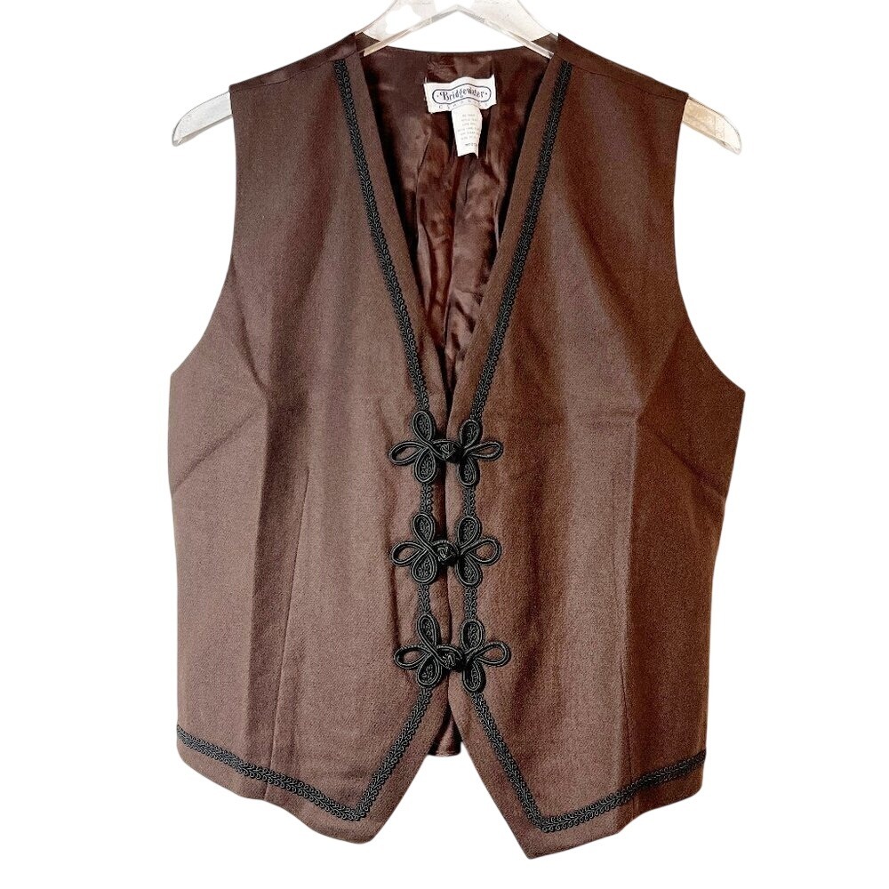Bridgewater Classics Vintage Brown & Black 100% Wool Women's Vest Size M‎